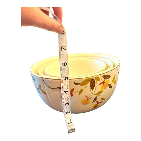Vintage Hall's Superior Jewel Tea Autumn Leaf Nesting Mixing Bowls Set of 3 - Picture 11 of 14